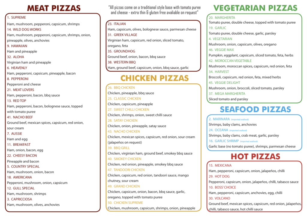 wild dog pizza menu